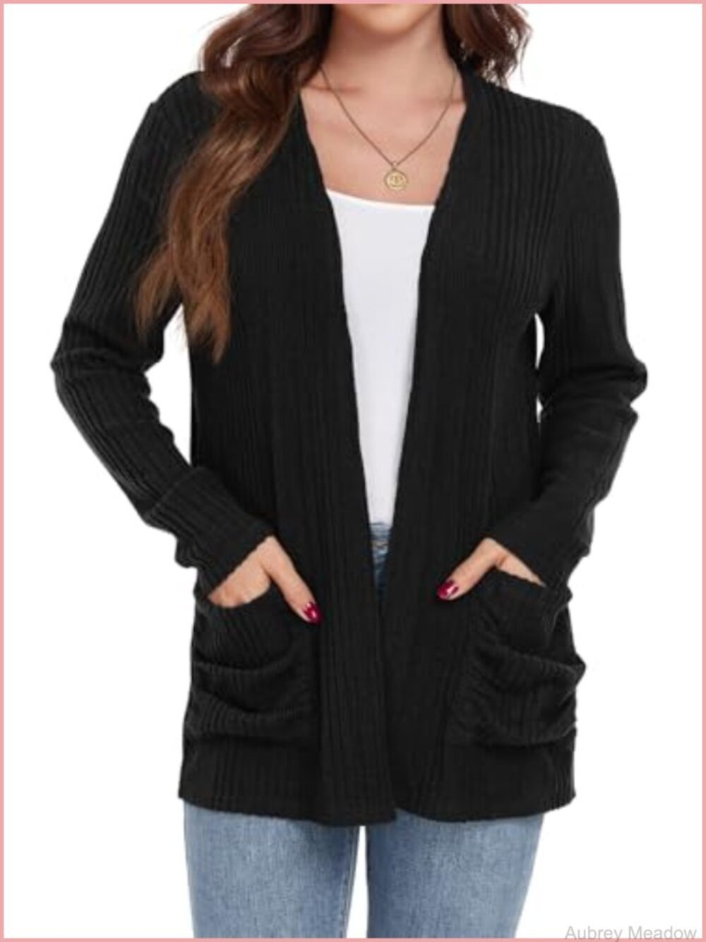 Lightweight Open Front Cardigan Sweater with Pockets